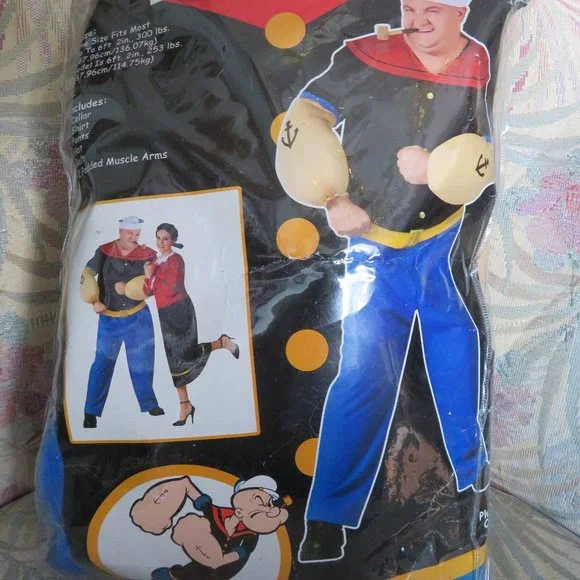 Popeye The Sailor Costume with Blue Pants and Red Collar- Never Worn - Picture 1 of 2